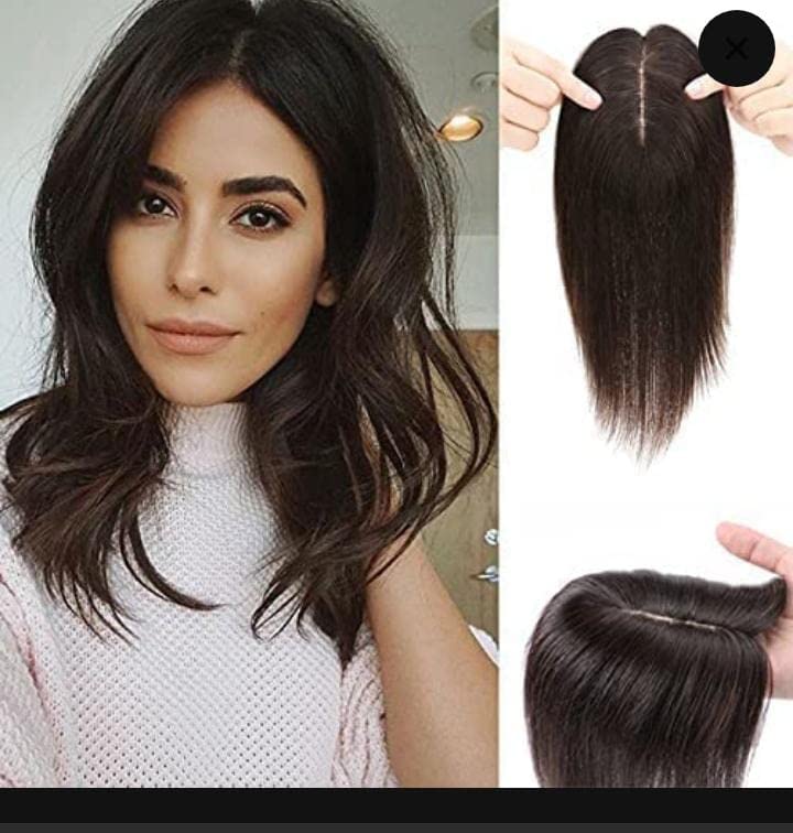Clip in Human Hair Toppers for Women - 10 Inch Straight Hair Crown Topper Extensions for Thinning Hair & Hair Loss - Perfect for Daily Wear, Parties & Special Occasions