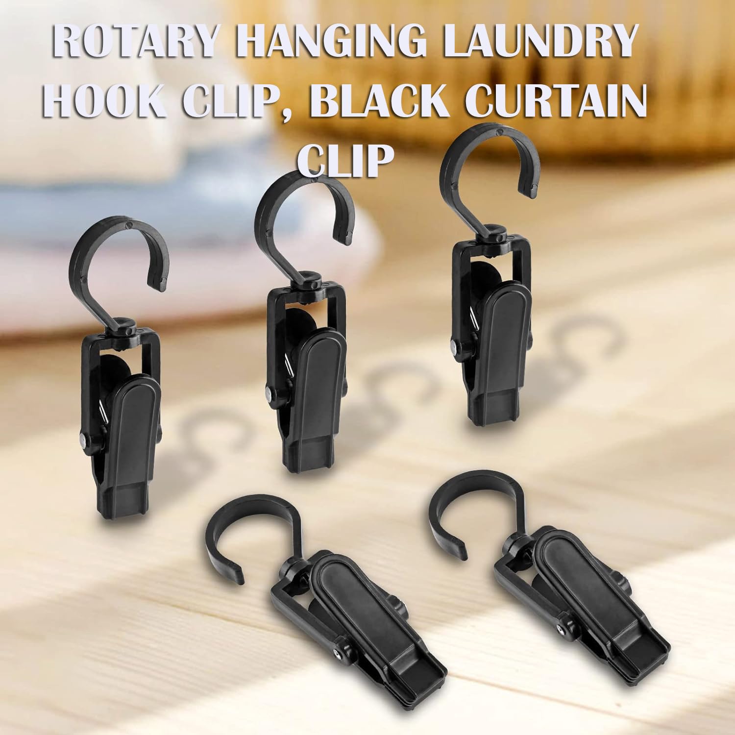 10 Pack Black Plastic Multi-Purpose Rotating Hat Clips - Heavy Duty Laundry Hangers, Curtain Clips & Scarf Holders - Perfect for Hats, Boots, Socks, Quilts & Clothing - Ideal for Bathroom Towel Hooks, Closet Organization & Drying Laundry