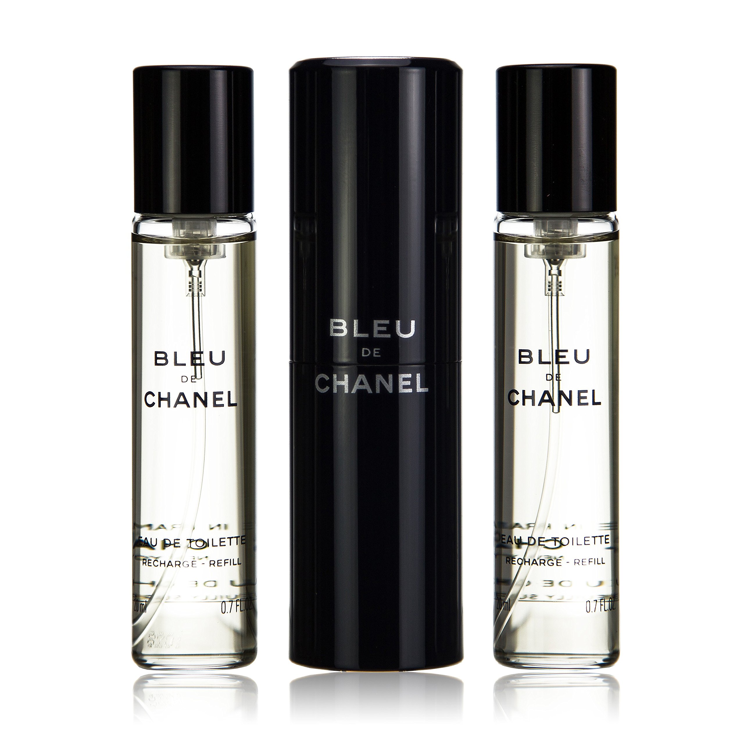 CHANEL Bleu De Eau De Toilette Travel Spray & Refills for Men - 3x20ml/0.7oz | Portable Cologne Set for Travel, Gym & Everyday Use