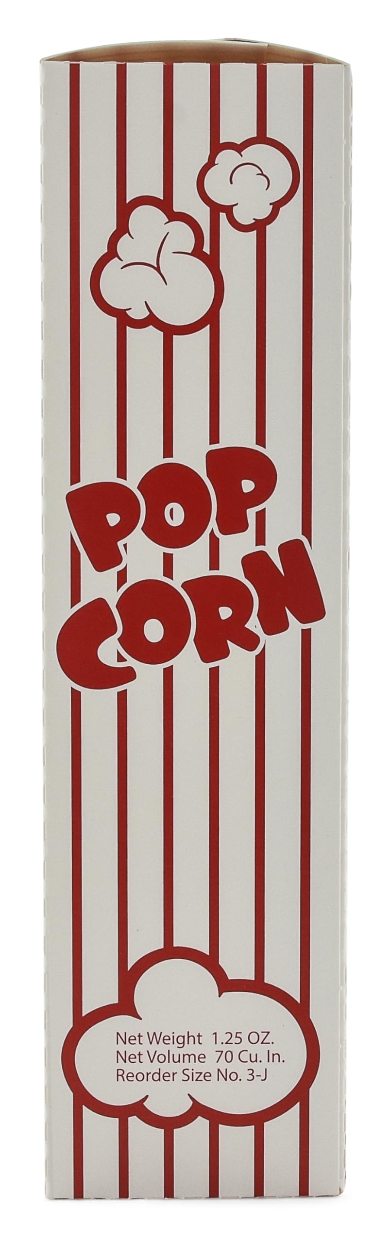 Snappy 3J Red & White Popcorn Boxes Bulk 500 Count for Movie Night Supplies - 1.25oz, 4.625x2x7.5in - Perfect for Cinemas & Parties