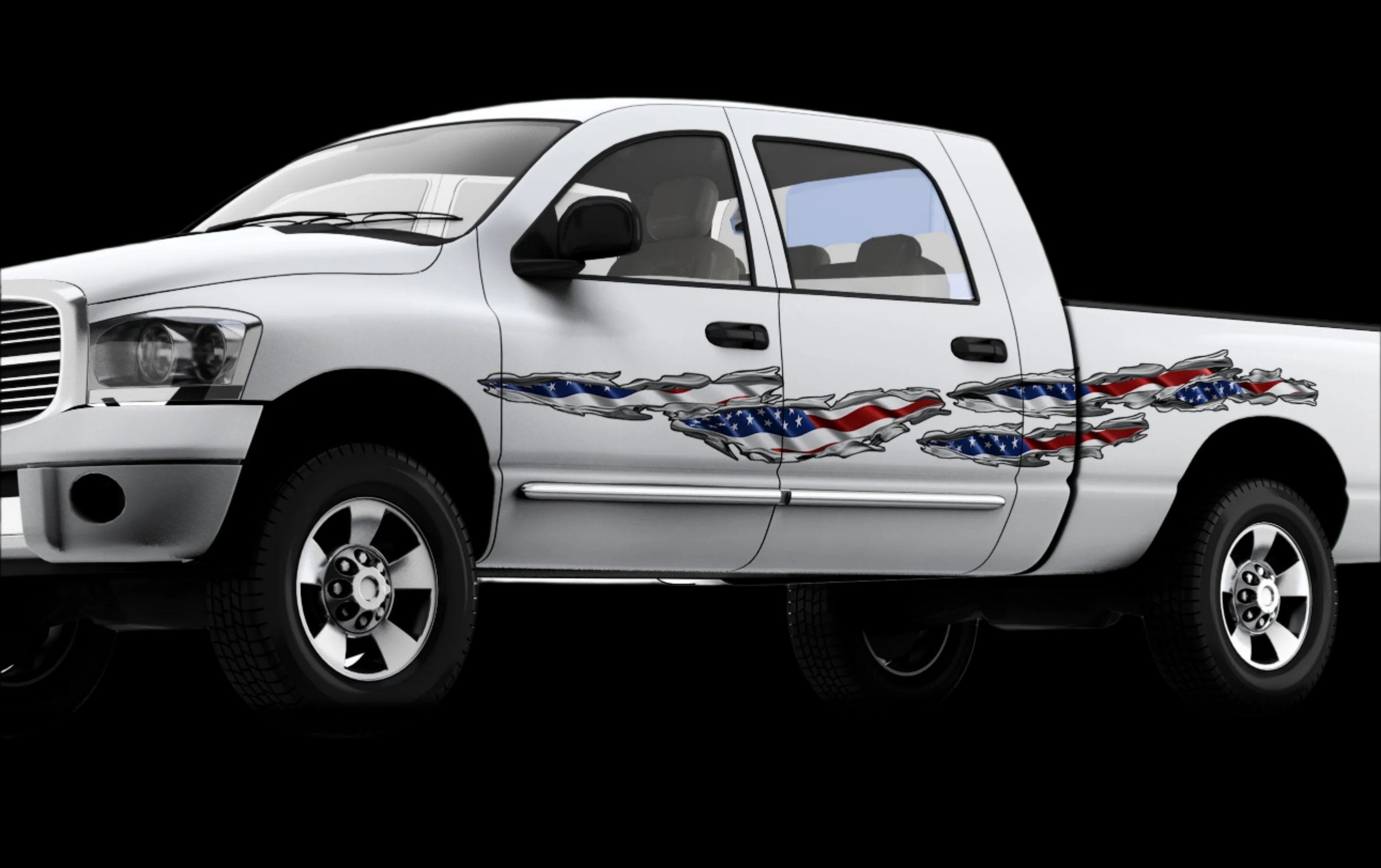 American Flag Chrome Tears Car Decals - Patriotic Vinyl Stickers for Vehicles, Trucks & Windows | Perfect for 4th of July, Veterans Day & Auto Shows