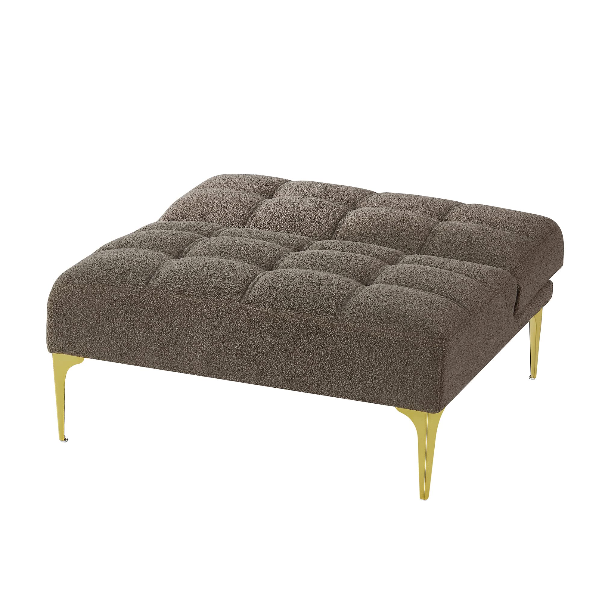 Polibi Modern Convertible Folding Sofa Bed with Adjustable Backrest - Teddy Fabric Taupe Couch with Golden Legs & Toss Pillow - Space Saving Single Sofa Chair for Small Apartments, Guest Rooms & Home Offices