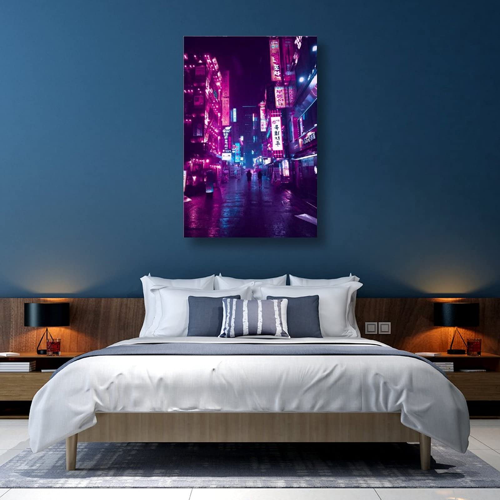 XICHAO Neon Art Posters for Men's Room - Korean Street Aesthetic Wall Art Print, Canvas Painting Poster (12x18 inch, 30x45cm) - Perfect for Bedroom, Living Room & Office Decor