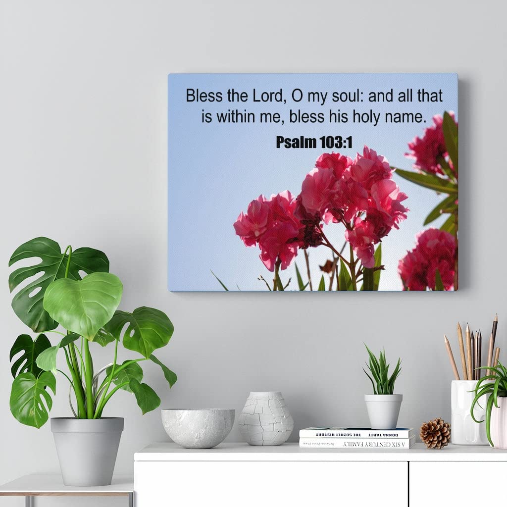 Bless The Lord Bible Verse Canvas - Psalm 103:1 Christian Wall Art for Home Decor, Gift for Religious Occasions, Church & Prayer Room Inspiration