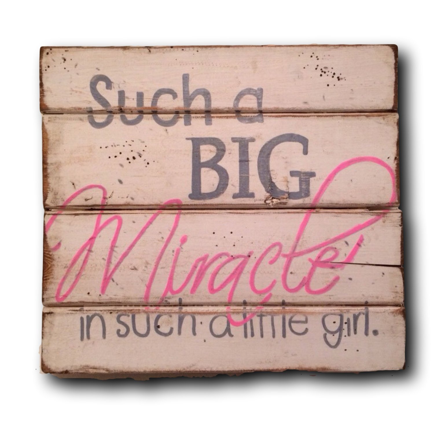 Such A Big Miracle In Such A Little Girl Sign - Inspirational Nursery Wall Art Decor for Baby Girls Room - Perfect for Newborn Gifts & Christian Faith-Based Nursery Decor