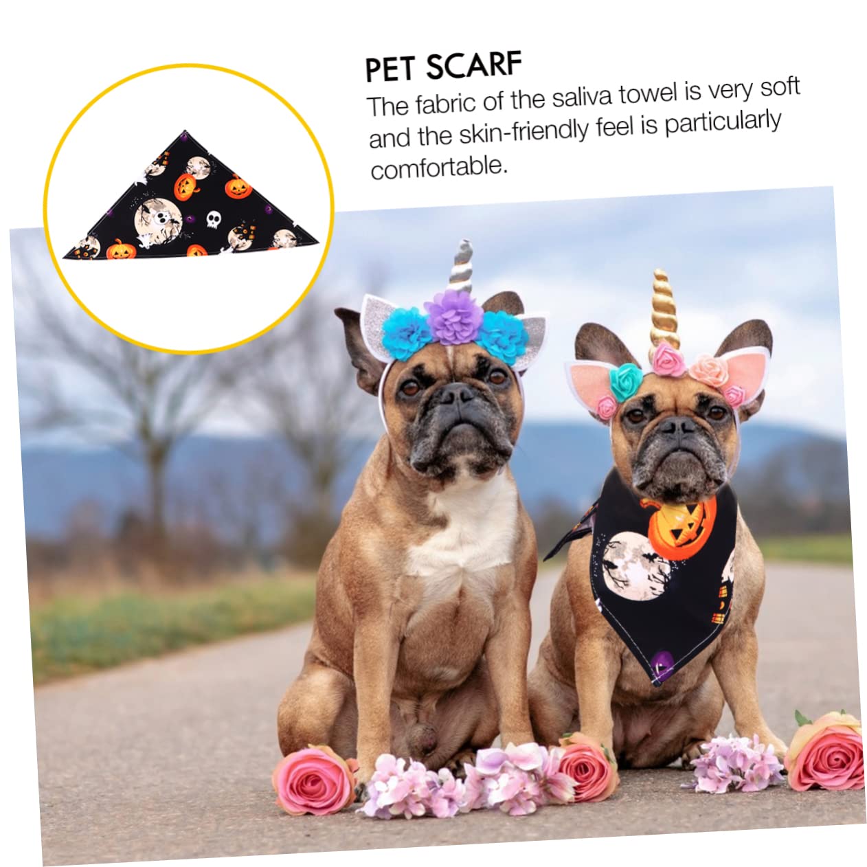 6 Pcs Halloween Pet Bandanas - Custom Triangle Scarf for Dogs, Witch Bibs with Pearlescent Lip Gloss Design | Perfect for Halloween Costumes, Pet Parties & Photo Shoots
