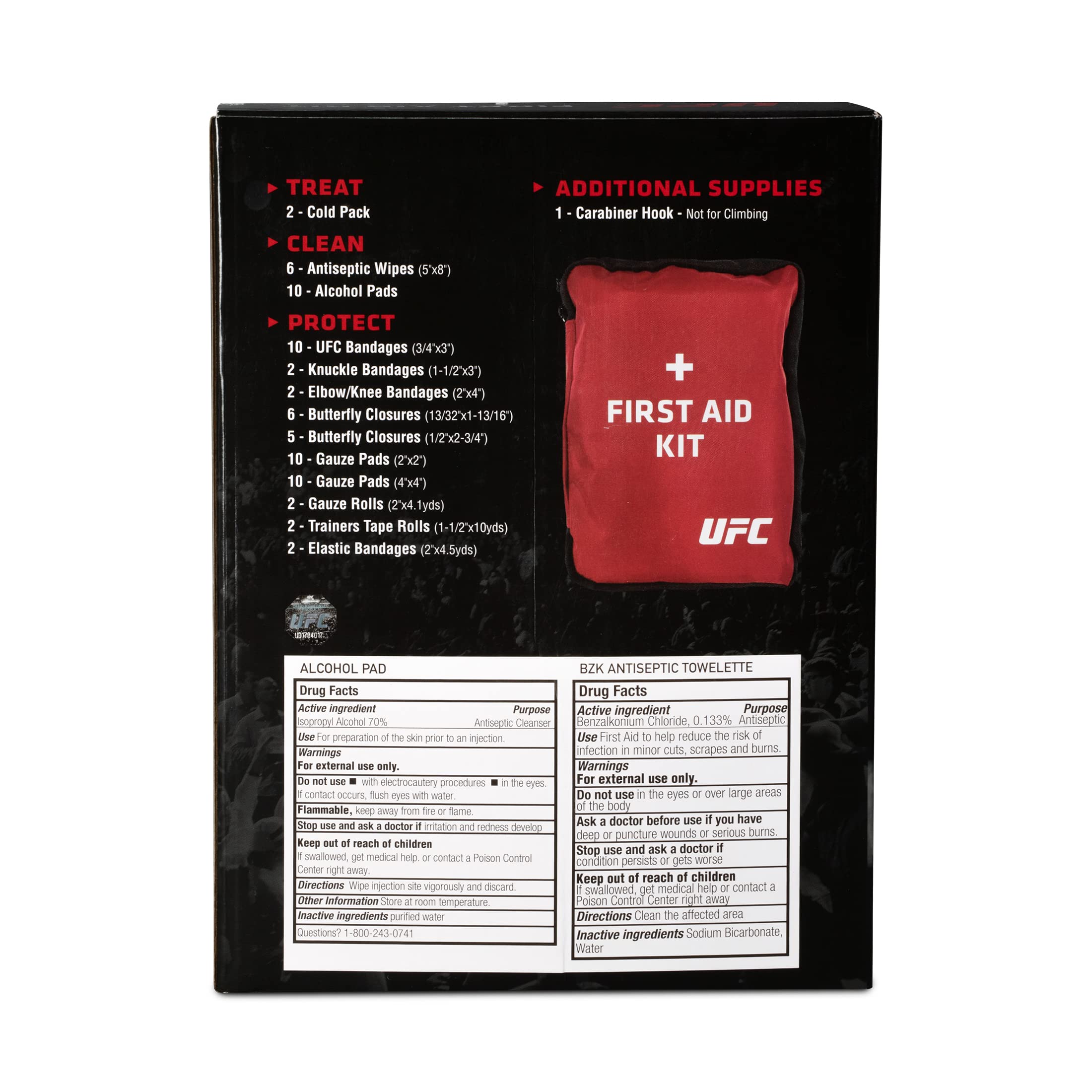 Dukal UFC First Aid Kit - 70 Pieces, Black | Compact & Portable for Home, Office, Car, Travel & Emergency Preparedness