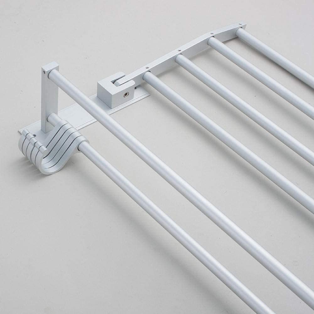 Space-Saving Aluminum Double Layer Wall Mounted Towel Rack with Hooks - Foldable Multi-Pole Bathroom Organizer for Towels & Robes (40cm Length) - Perfect for Small Bathrooms, Apartments & Laundry Rooms