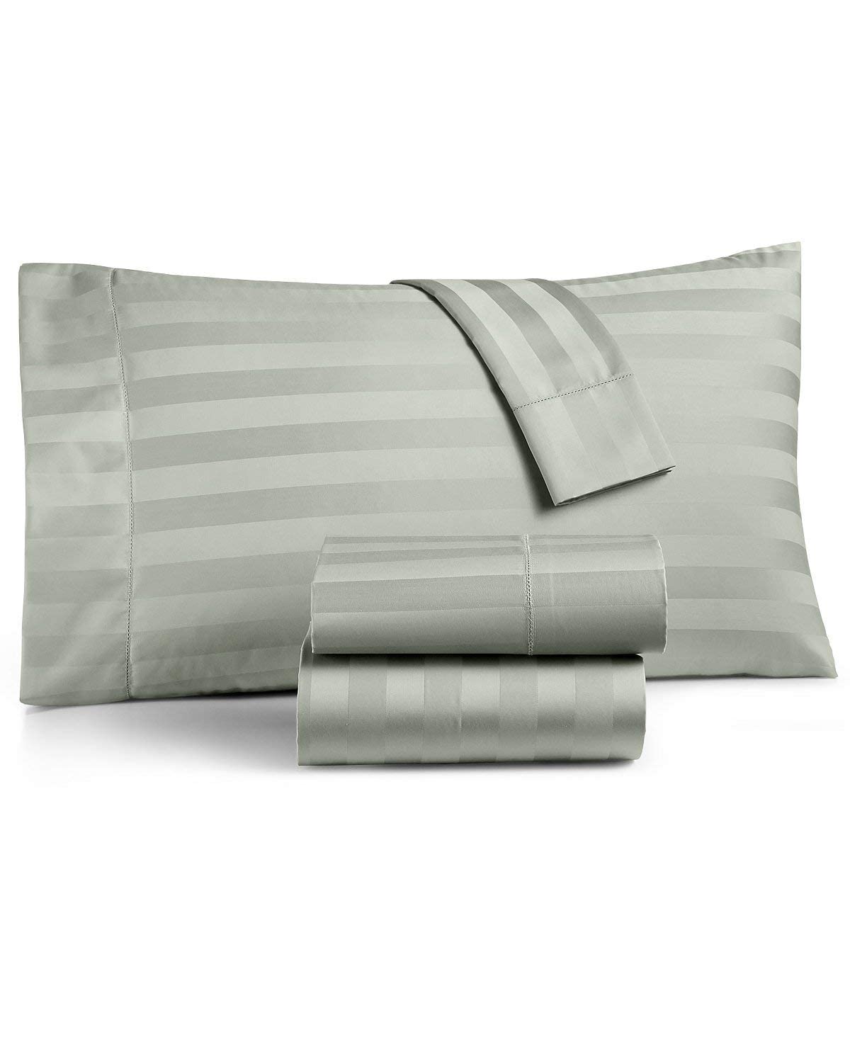Luxury 100% Cotton Damask Stripe Bed Sheet Set - Full-XL Size for Deep Pocket Mattress - Soft & Breathable for Comfortable Sleep