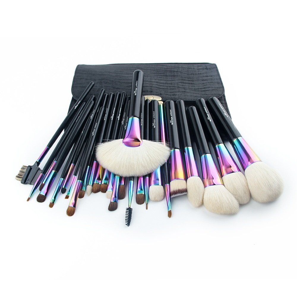 Anmor 26-Piece Professional Natural Hair Makeup Brush Set with Black Travel Case - Perfect for Makeup Artists & Beginners (CFCB-YF26) | Ideal for Home, Salon & On-the-Go Makeup Application