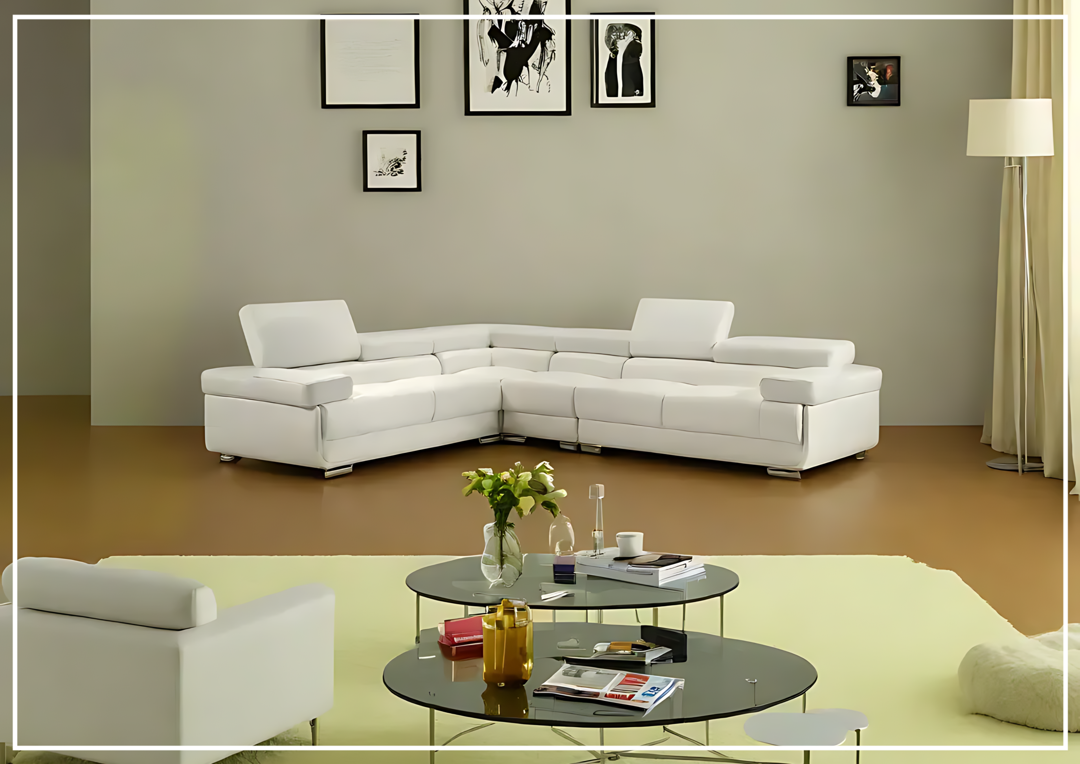 Gio Italia Baxton L-Shaped Leather Sectional Sofa - Modern Corner Couch for Living Room, Home Theater & Office Lounge