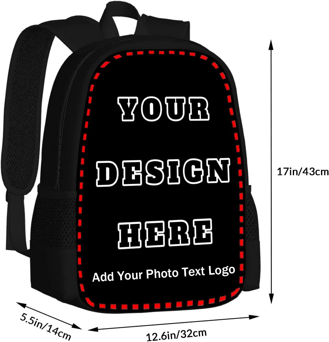 **Custom Personalized Backpack for Boys & Girls - Text & Image Print Laptop Backpack for Men & Women - 17 Inch Casual Travel Backpack for School, Work & Outdoor Adventures**