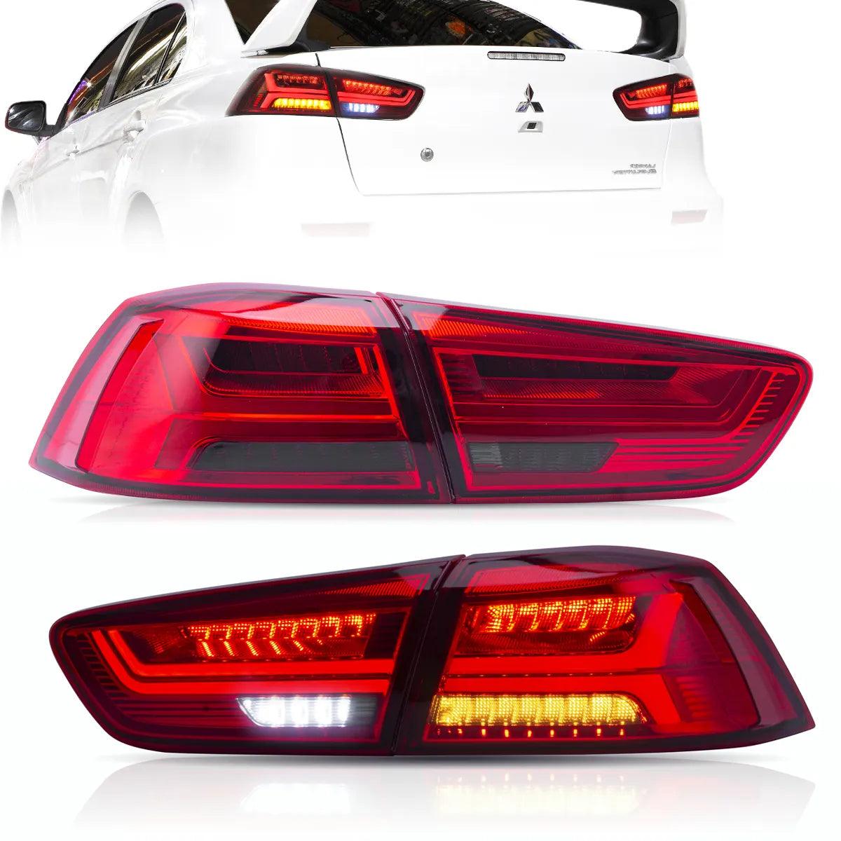 LED Tail Light Assembly with Sequential Turn Signal for 2008-2017 Mitsubishi Lancer & EVO X - Upgrade Your Car's Style & Safety for Night Driving & Custom Look