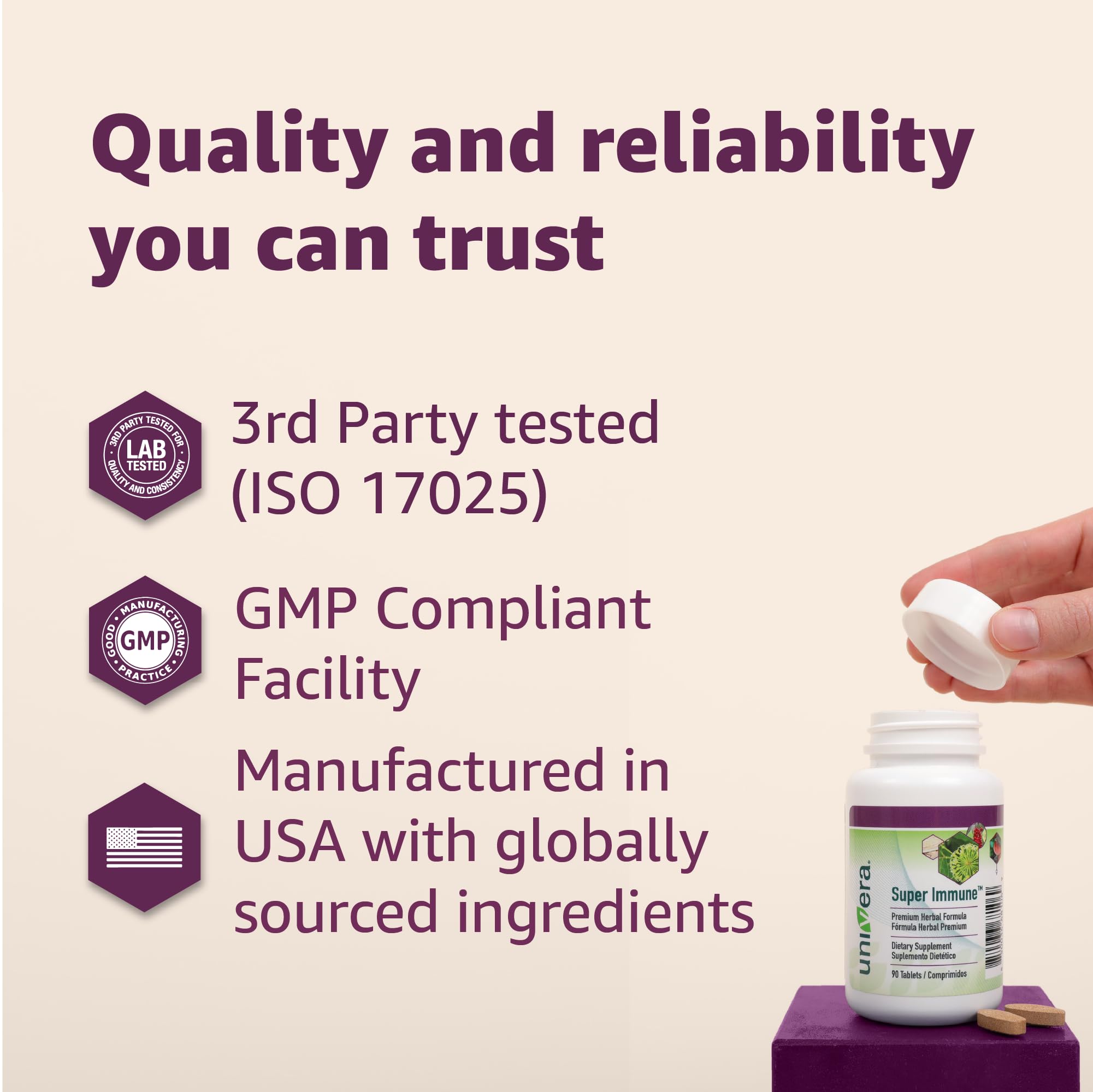 Univera Super Immune Booster - Premium Herbal Supplement with Reishi Mushroom, Astragalus, Schisandra & Eleuthero Extract - 90 Tablets for Immune Support - Ideal for Daily Wellness & Seasonal Defense
