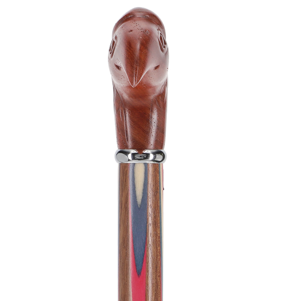 Premium Eagle Handle Walking Cane - Scratch & Dent Resistant Ovangkol Wood Shaft with Silver Collar (V1223) | Durable Mobility Aid for Hiking, Travel & Everyday Support