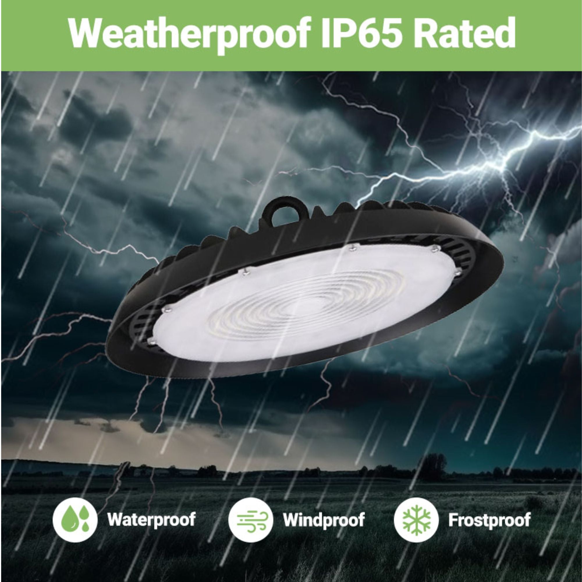 150W LED High Bay Light - 16,500 Lumens Slim UFO Fixture with Hook Mount - UL Listed - Perfect for Warehouses, Garages & Industrial Spaces