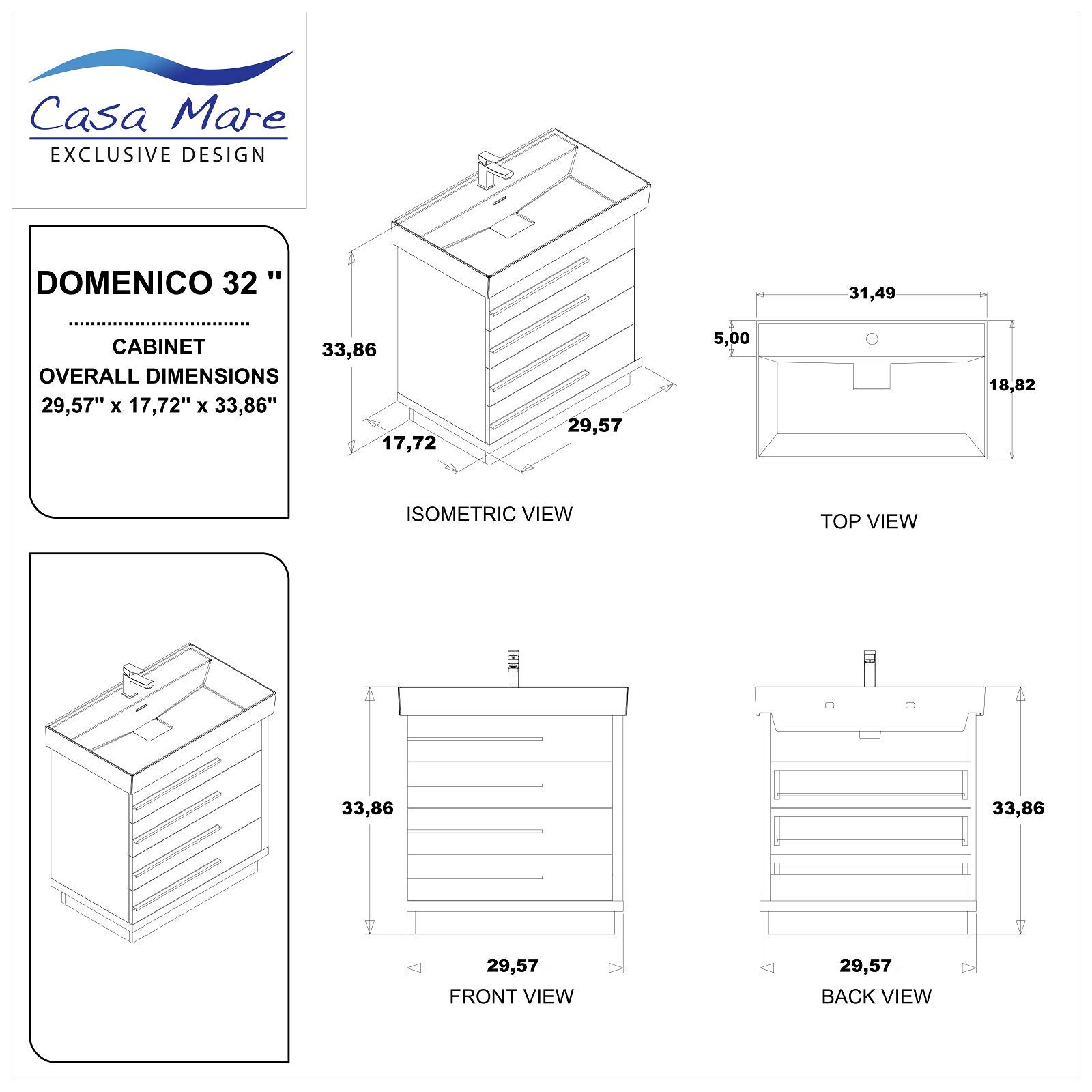 32 Inch Single Sink Bathroom Vanity with LED Mirror - Modern Wood Cabinet & Ceramic Sink Set | Soft Closing Drawers | Free Standing Contemporary Design in Glossy Grey | Perfect for Small Bathrooms, Master Suites & Apartment Remodels