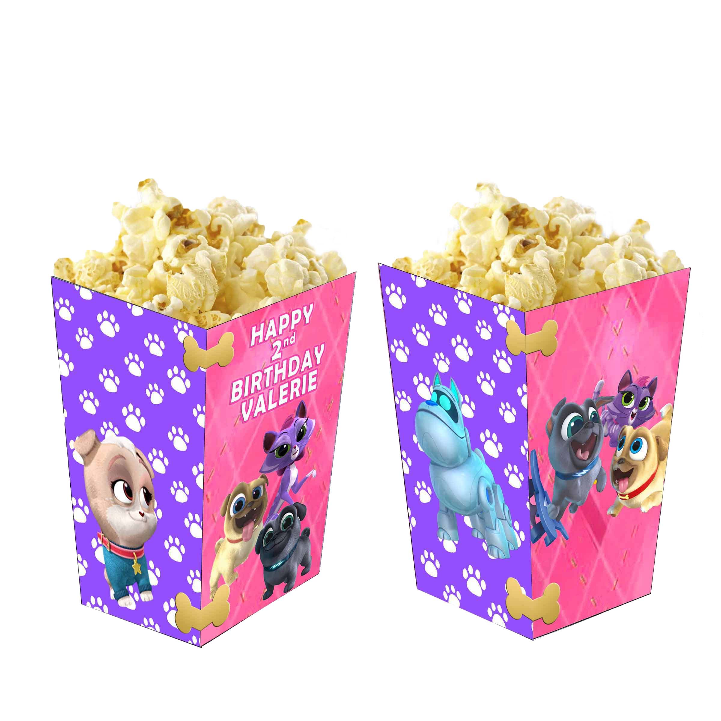 Puppy Dog Pals Small Popcorn Box - 12 Pack Candy Containers (4x3 Inches) for Birthday Parties, Movie Nights & Kids Snacks