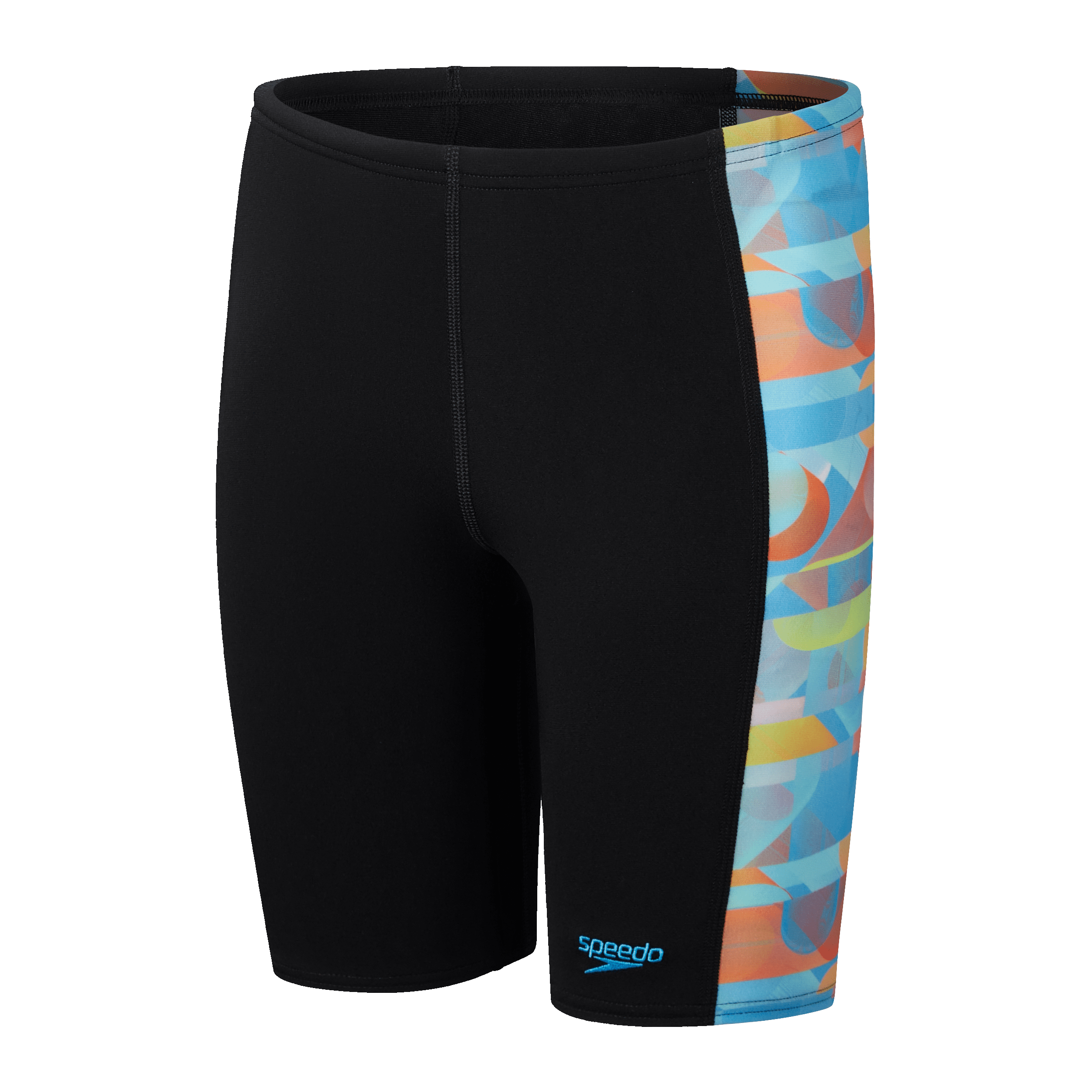 Speedo Junior Boys' Digital Panel Jammer Swimsuit - Black/Blue - Competitive Swimwear for Kids Training & Swim Meets