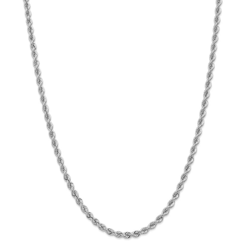 The Black Bow 4mm 14k White Gold Handmade Solid Rope Chain Necklace - Perfect for Elegant Evening Wear and Special Occasions