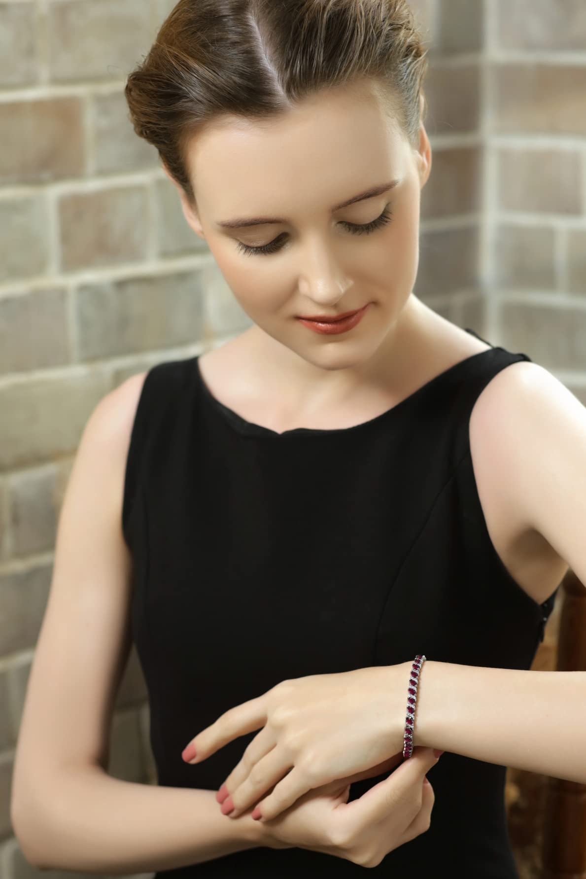 B. BRILLIANT Women's Birthstone Bracelet - Marquise Cut Genuine/Synthetic Gemstone Tennis Bracelet in Sterling Silver or Gold Flash with Gift Box | Elegant Jewelry for Birthdays, Anniversaries & Special Occasions