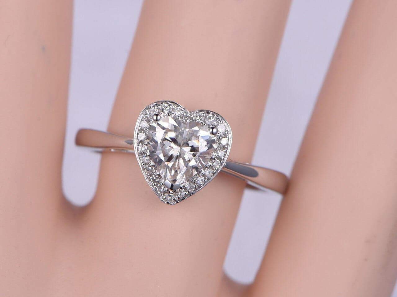 1.25Ct Heart Moissanite Diamond Wedding Ring 18k Gold Plated for Bridal Jewelry