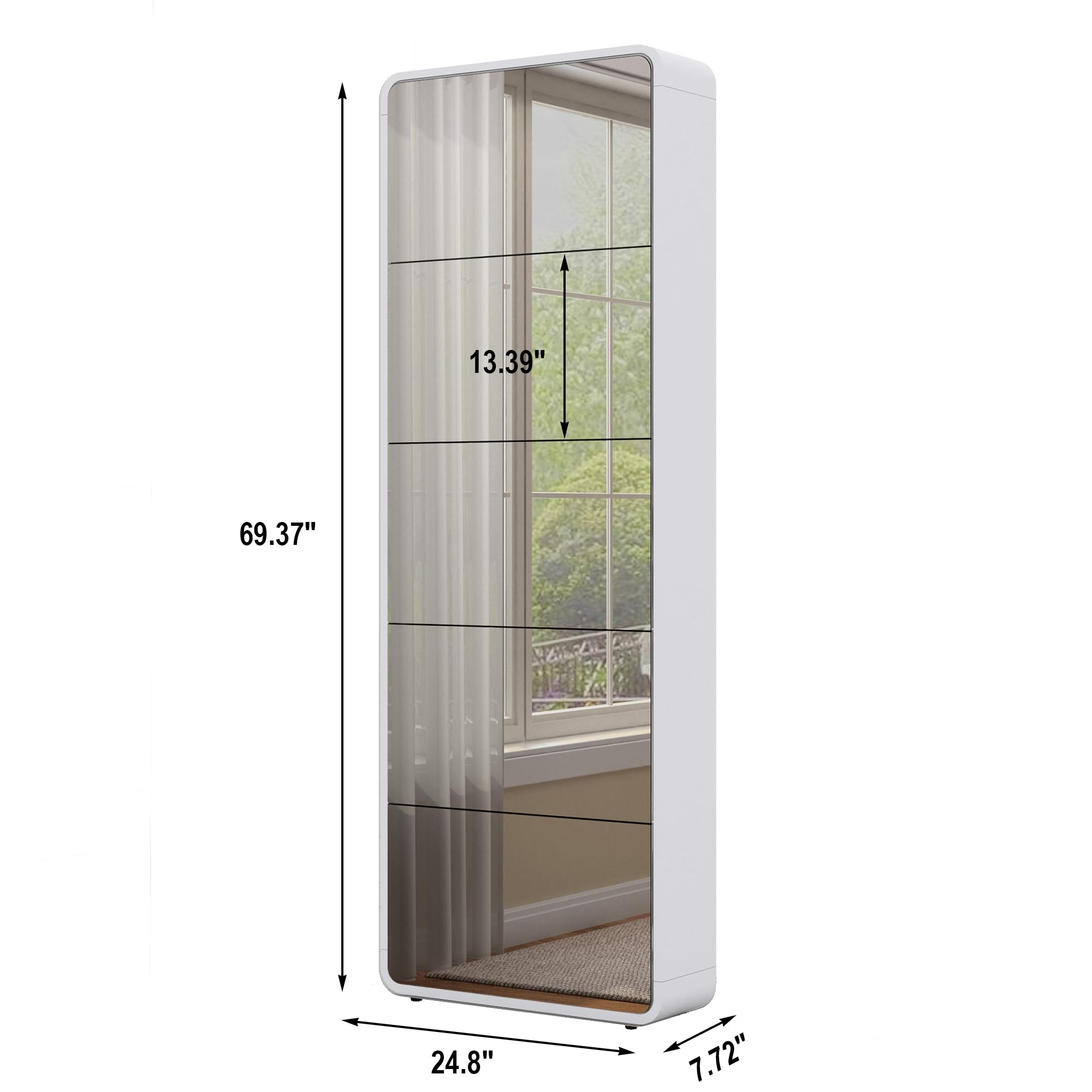 Slim Mirror Shoe Cabinet with Flip Drawers - Freestanding Narrow Shoe Rack Organizer with Full-Length Mirror - White Wooden Entryway Storage for Living Room, Hallway, Closet & Small Apartments - Perfect for Space-Saving Home Organization & Quick Outfit Checks