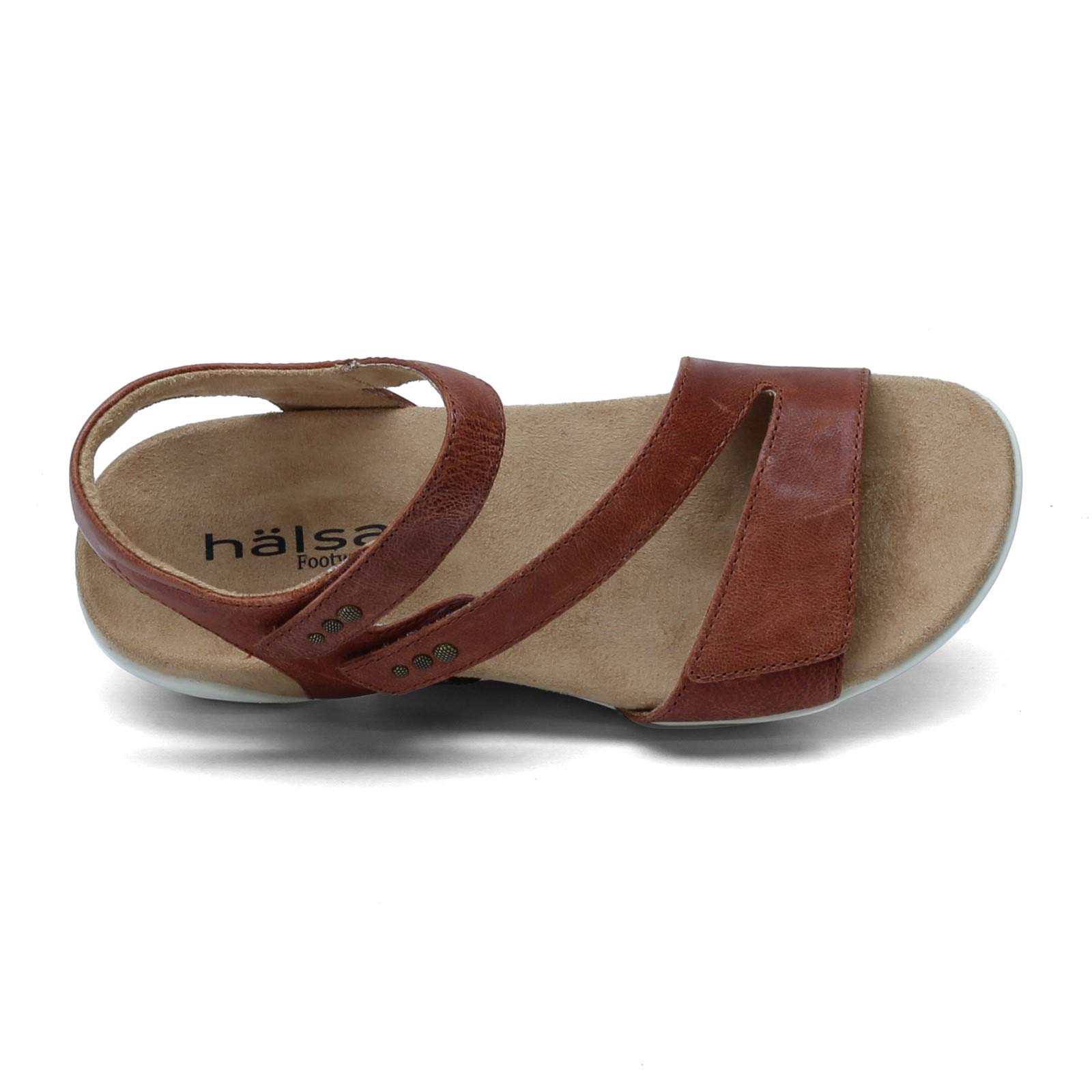Women's Comfortable Flat Sandals - Cognac Brown Leather Wide Width Size 10 - Perfect for Beach, Vacation & Summer Outfits