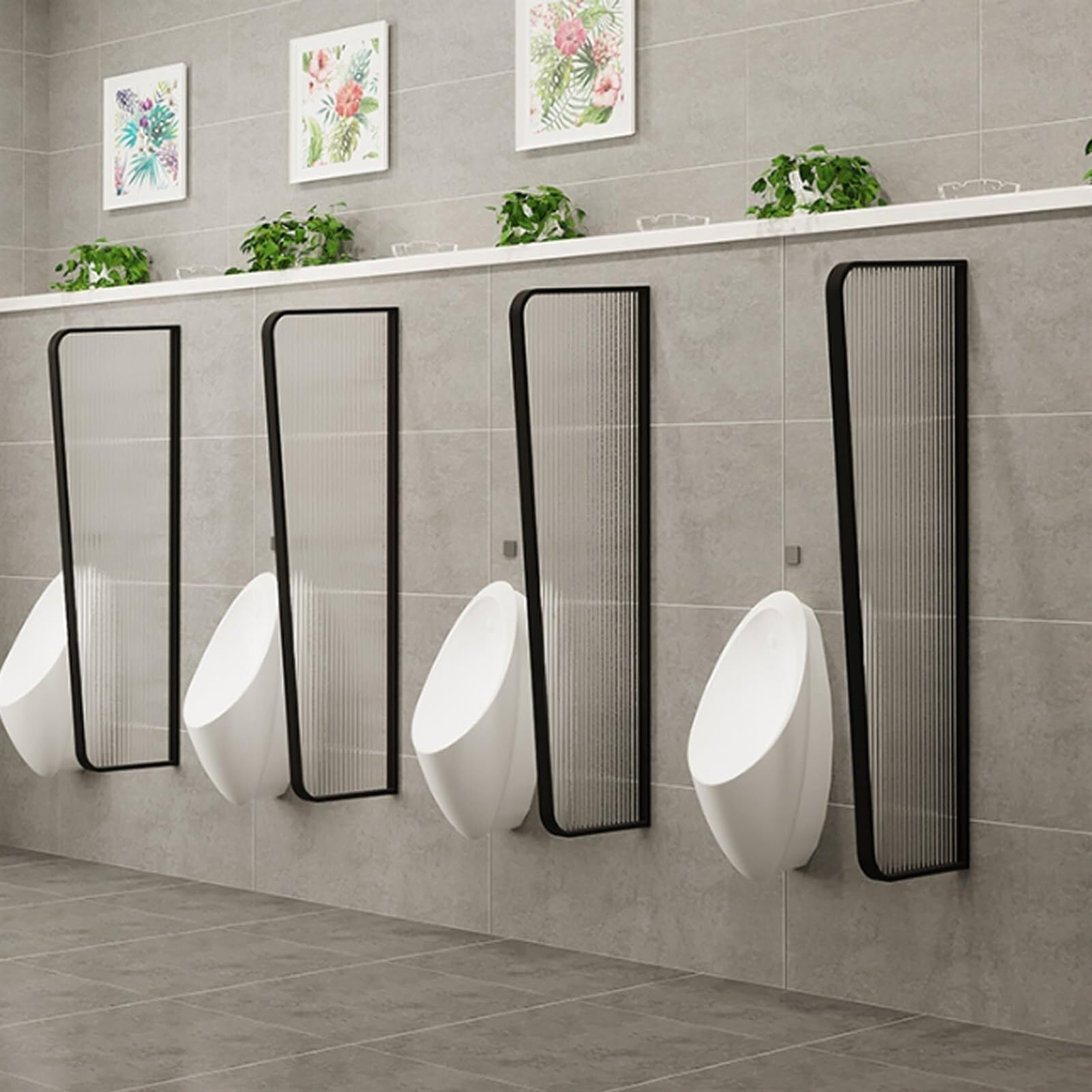 Stainless Steel Urinal Baffle Partition - Wall Mounted Privacy Screen for Men's Toilet & Bathroom - Durable Toilet Divider with Steel Frame - Ideal for Hotels, Restaurants & Public Restrooms (Black, 1PC) - Perfect for Commercial Spaces & High-Traffic Areas