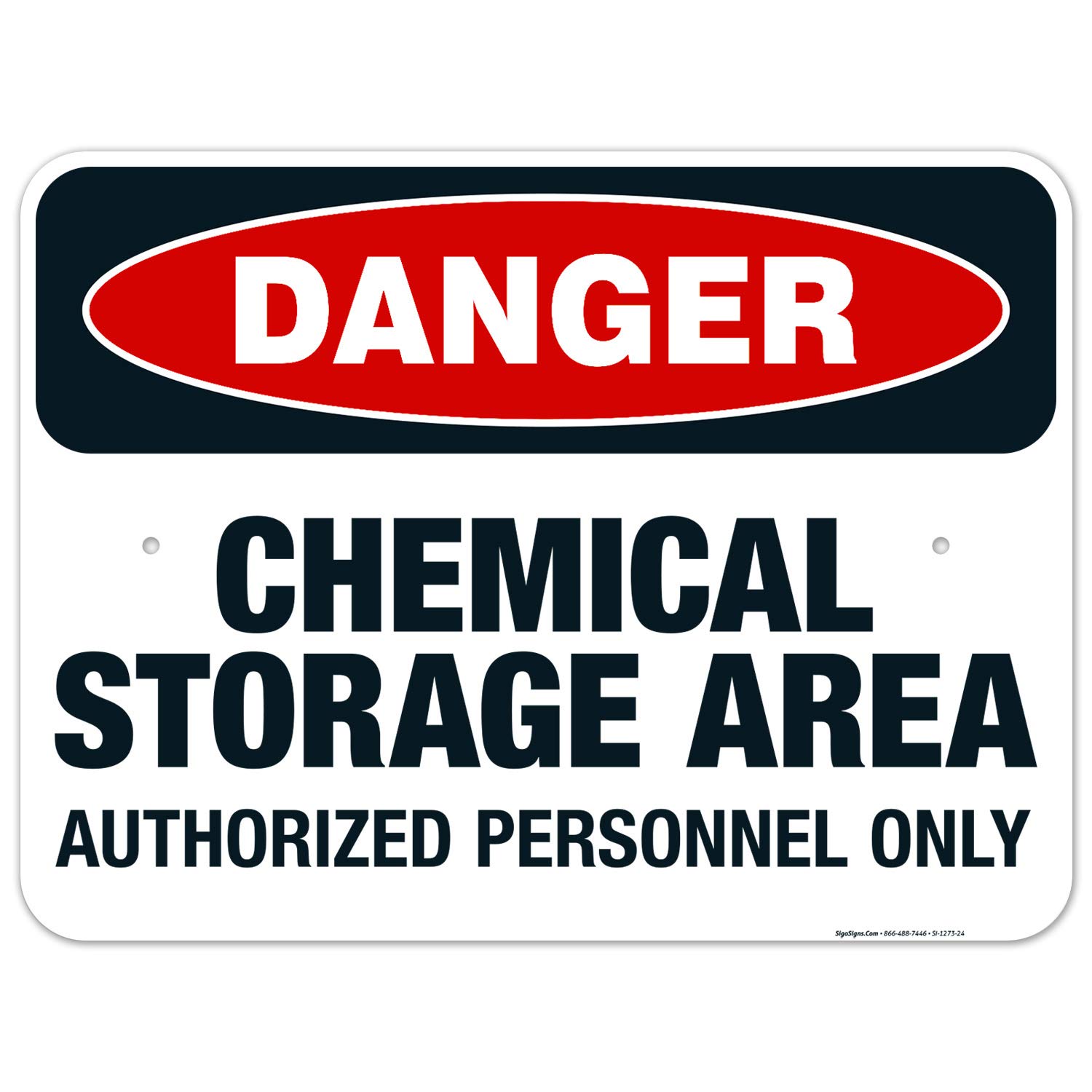 Danger Chemical Storage Area Authorized Personnel Only Sign - OSHA Compliant 18x24 Inch Rust-Free Aluminum Safety Sign - Fade Resistant for Indoor/Outdoor Use - Made in USA - Perfect for Warehouses, Laboratories & Industrial Facilities