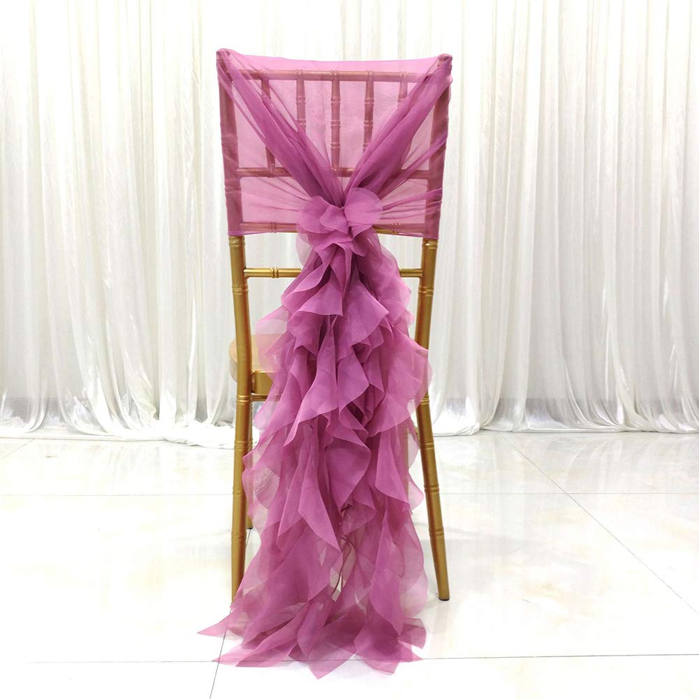 Elegant Purple Tulle Chair Covers - 4pcs Set for Wedding, Bridal Shower & Baby Shower Decorations | Long High Chair Skirt Slipcovers | Perfect for Party, Banquet & Event Decor
