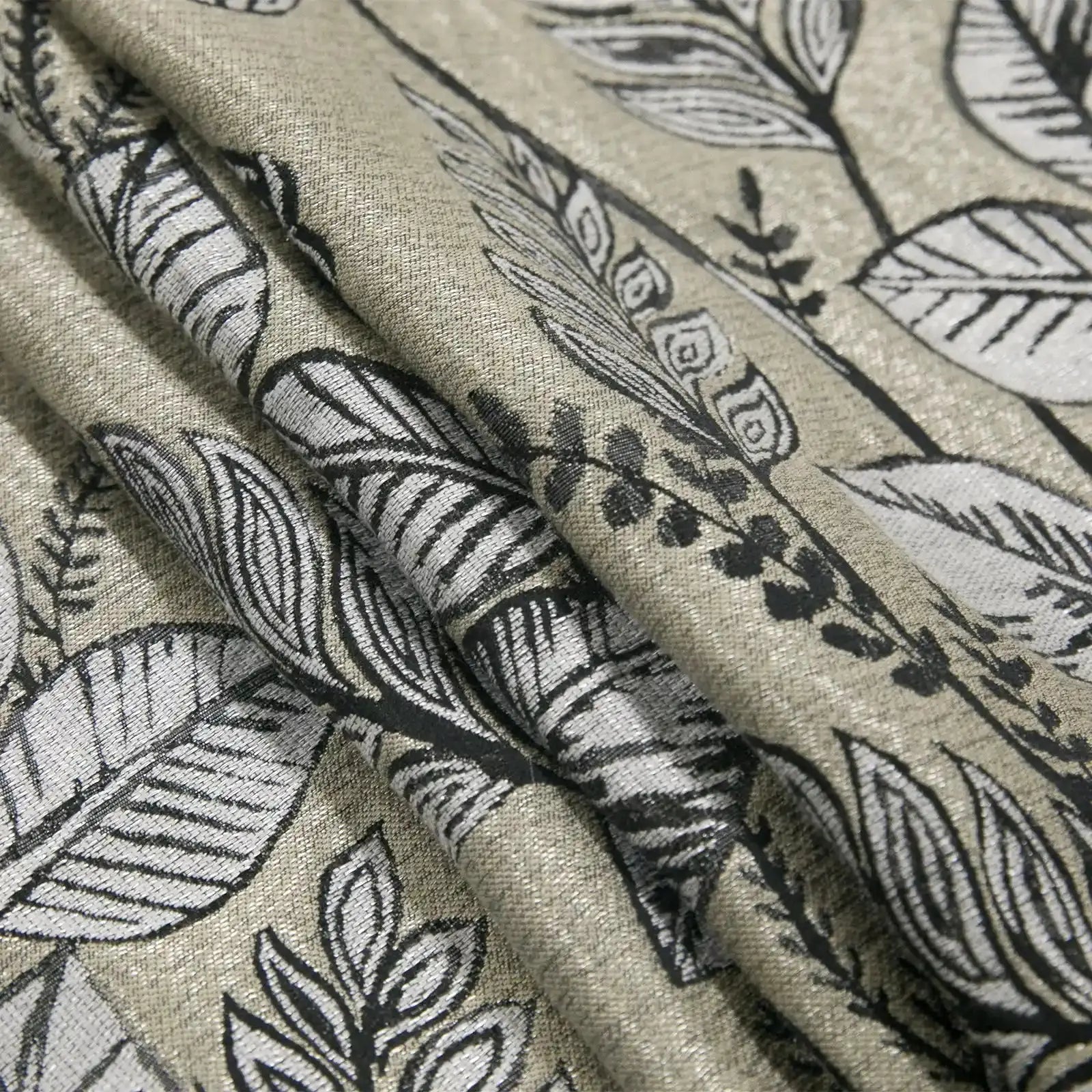 Lydia Foliage Jacquard Pleated Curtains - Elegant Floral Pattern Window Drapes for Living Room & Bedroom Decor