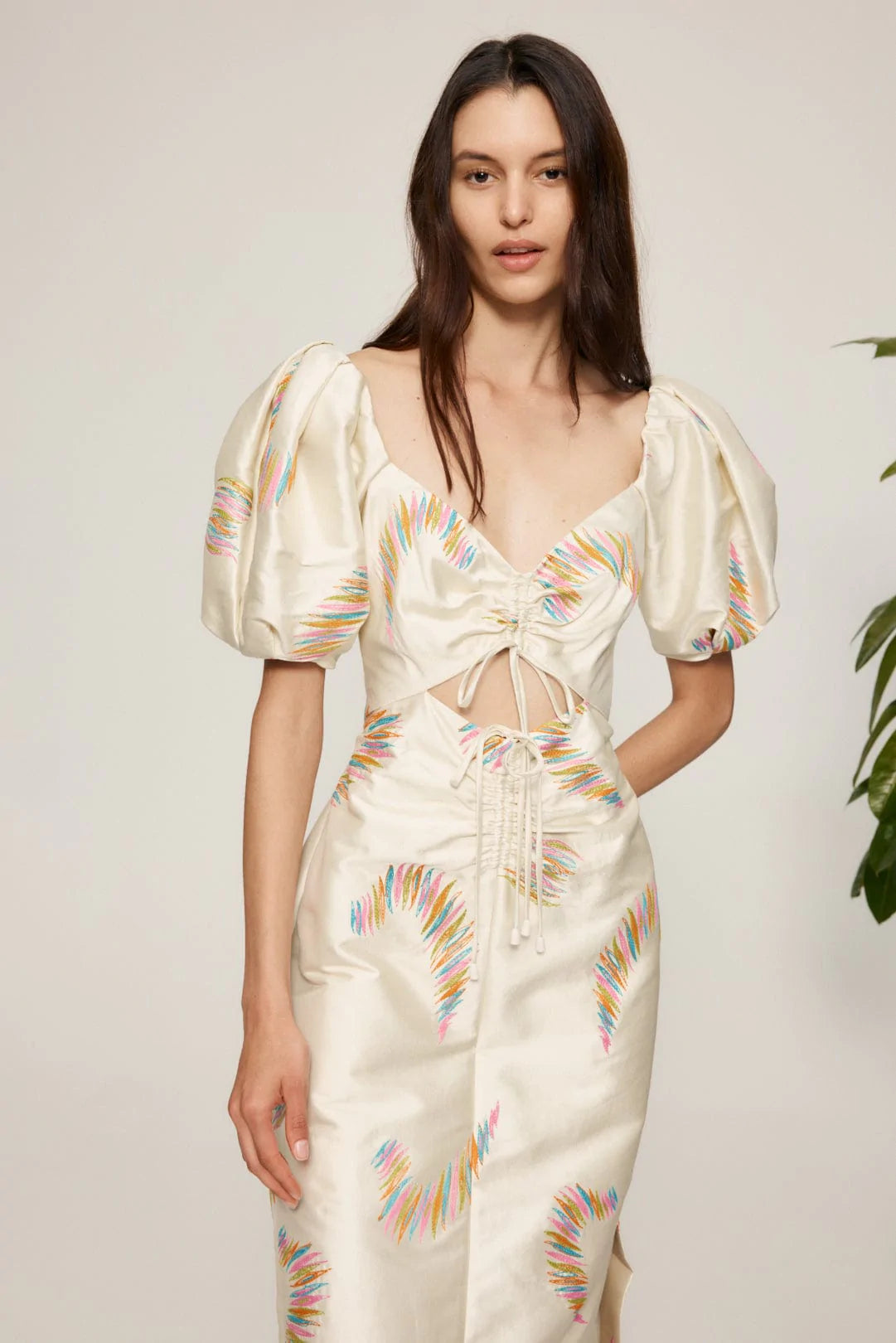 Embroidered Midi Dress for Women - Floral Summer Boho Dress with V-Neck & Short Sleeves - Perfect for Beach Vacations, Date Nights & Garden Parties
