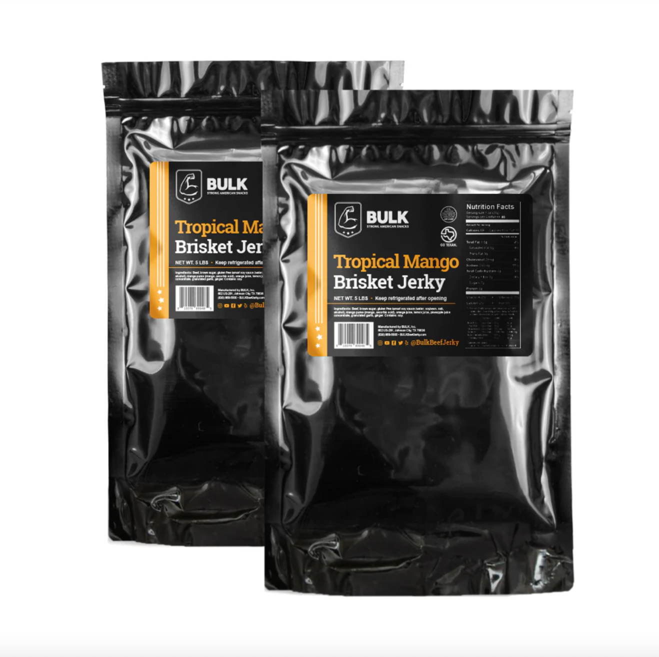 Premium Bulk Tropical Mango Flavored Beef Jerky - High Protein Snack for Hiking, Camping & Road Trips
