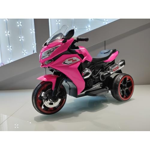 **12V Kids Electric Motorcycle Ride-On Toy - 3-Wheel Stable Design, 2 Speeds, LED Lights & Wide PU Seat for Ages 3-6 - Perfect Gift for Boys & Girls (Pink) - Indoor & Outdoor Play, Birthday & Holiday Gifts**