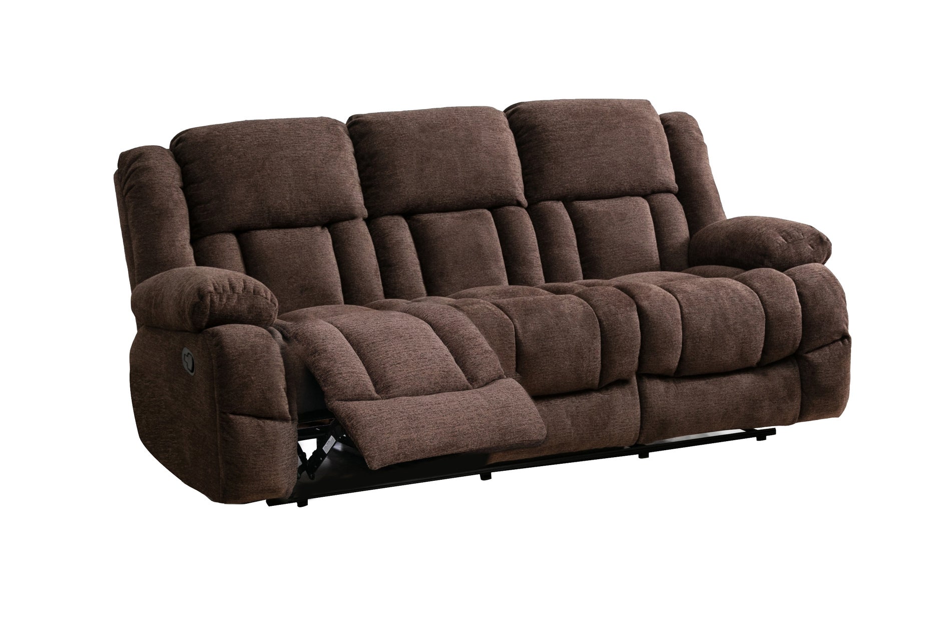 Brown Presley Collection 3-Piece Reclining Sofa Set - Comfortable Leather Living Room Furniture for Home Theater & Family Relaxation