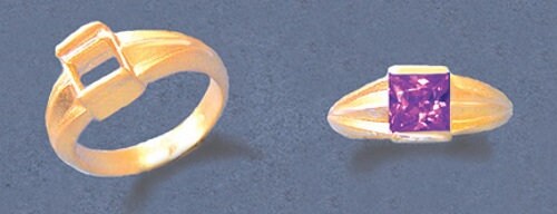 14K Gold or Sterling Silver 7mm Square Princess Channel Pre-Notched Blank Ring Setting - Size 9 (163423/143423) | Perfect for Custom Jewelry Making, Engagement Rings & Wedding Bands