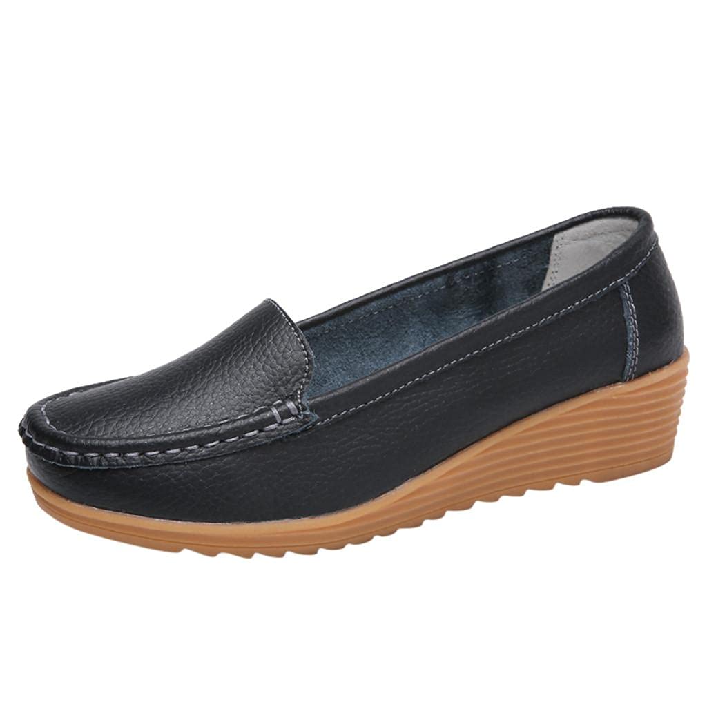 Nihewoo Women's Classic Genuine Leather Penny Loafers - Slip On Driving Moccasins & Casual Boat Shoes - Comfortable Fashion Flats for Work, Travel & Everyday Wear