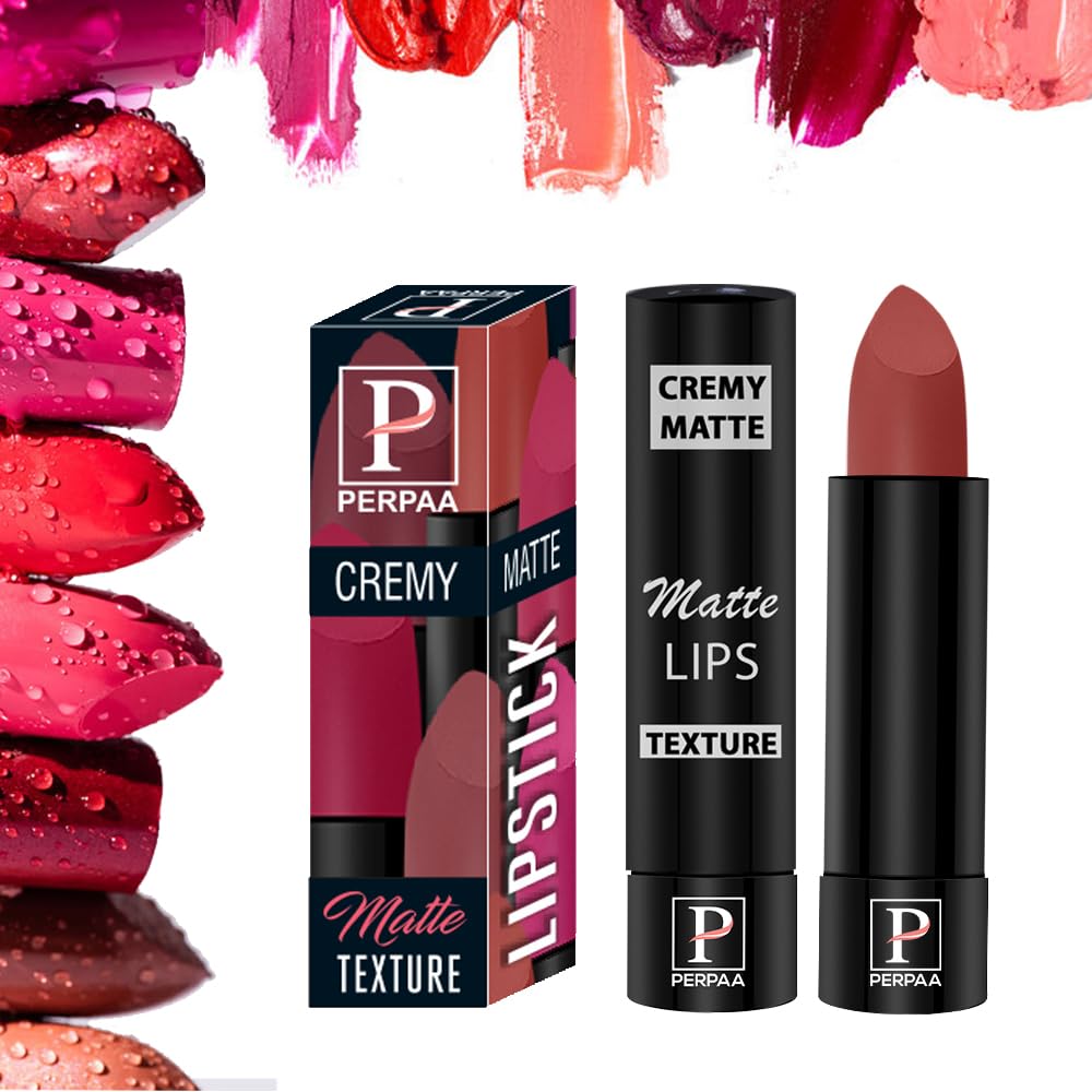 PERPAA Creamy Matte Lipstick - Long Lasting, Smudge Proof, One Swipe Application - 3.5g Each - Set of 2 (Red Bloom, Rust Orange) - Perfect for Everyday Wear, Date Night & Special Occasions