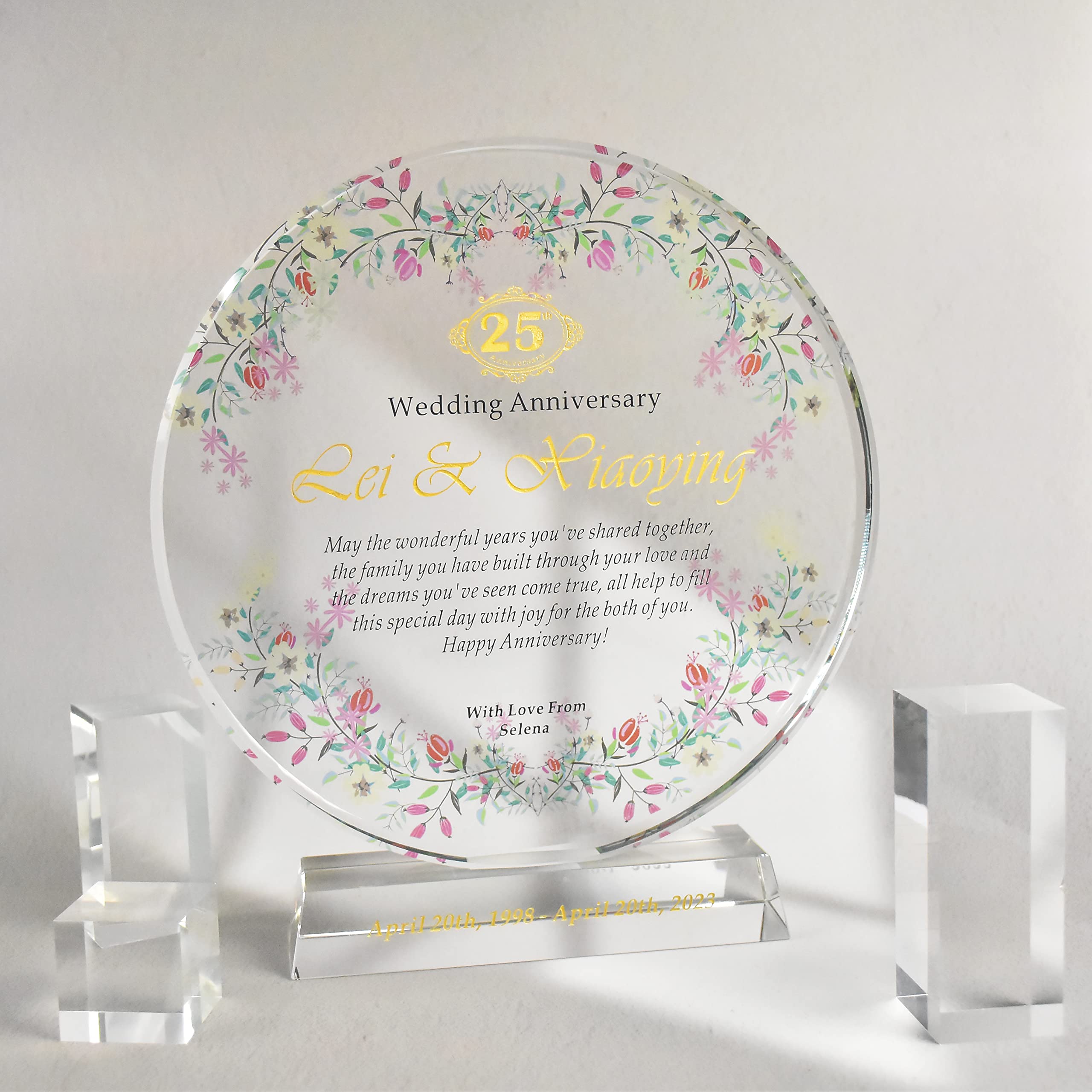 Custom Personalized Wedding Anniversary Gift for Husband or Wife - Engraved with Couple's Names & Date - Unique Marriage Keepsake for Him, Her or Parents - Perfect for 1st, 5th, 10th, 25th or 50th Anniversary Celebrations