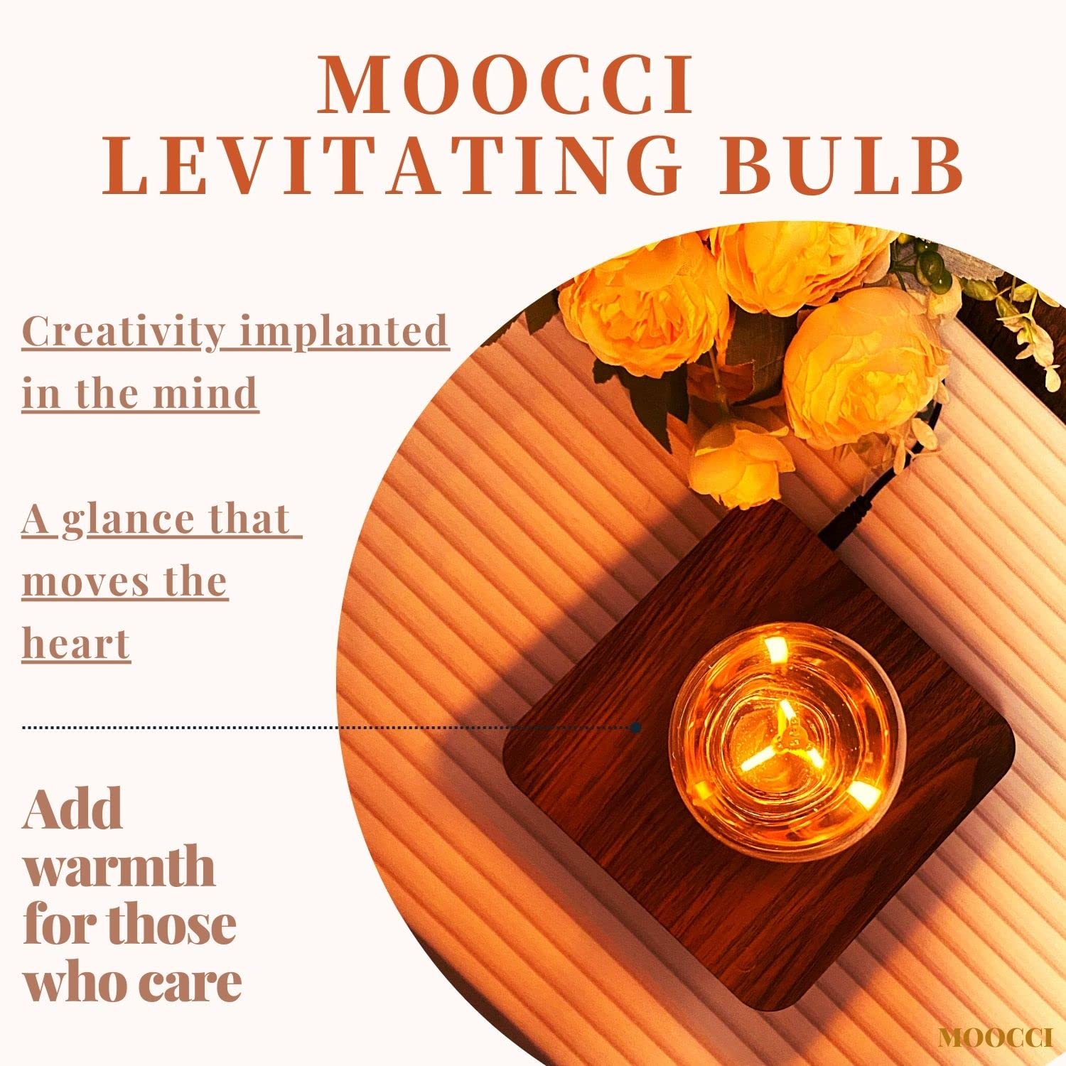 MOOCCI Magnetic Floating Levitating Bulb Lamp - 360° Wireless Rotating Night Light, Modern Desk Lamp for Home Office Decor, Unique Tech Gadget Gift (Square-Classic Bulb) - Perfect for Bedside Lighting, Workspace Illumination & Creative Home Decor