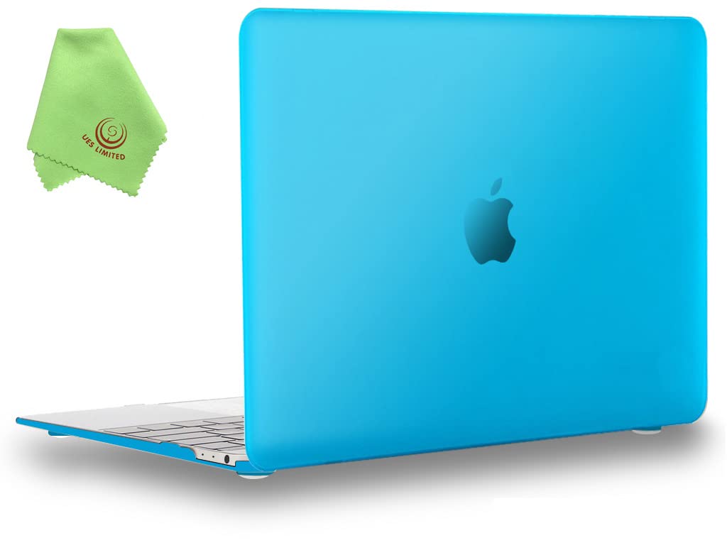 UESWILL Smooth Soft Touch Matte Hard Shell Case for MacBook 12 inch Retina Display (A1534) - Aqua Blue Protective Cover with Microfiber Cleaning Cloth | Perfect for Work, Travel & School