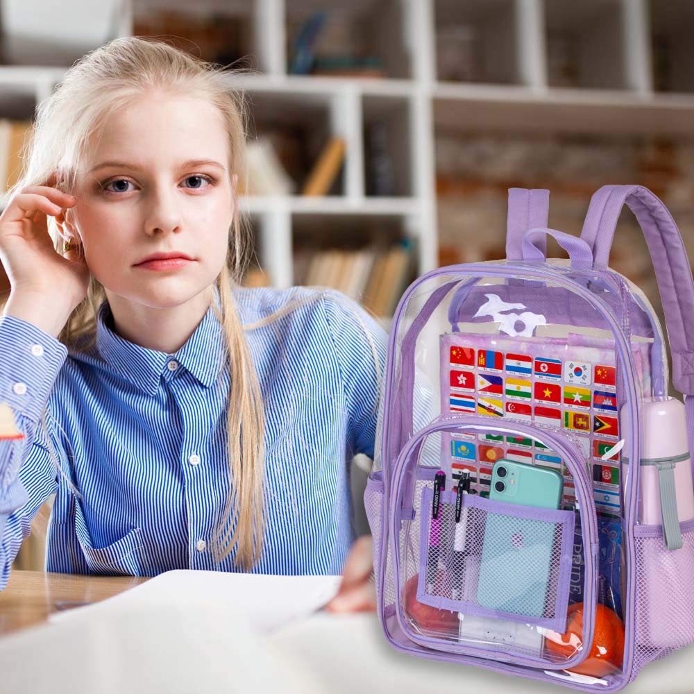 Clear Backpack for School & Travel - Heavy Duty Transparent See-Through Bookbag with Multiple Pockets | Perfect for Airport Security, Concerts, Stadiums & Work