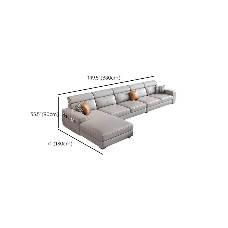 L-Shaped & Straight Sectional Sofa with USB Charging Ports - Left or Right Facing Chaise Lounge for Living Room, Home Theater & Office Spaces