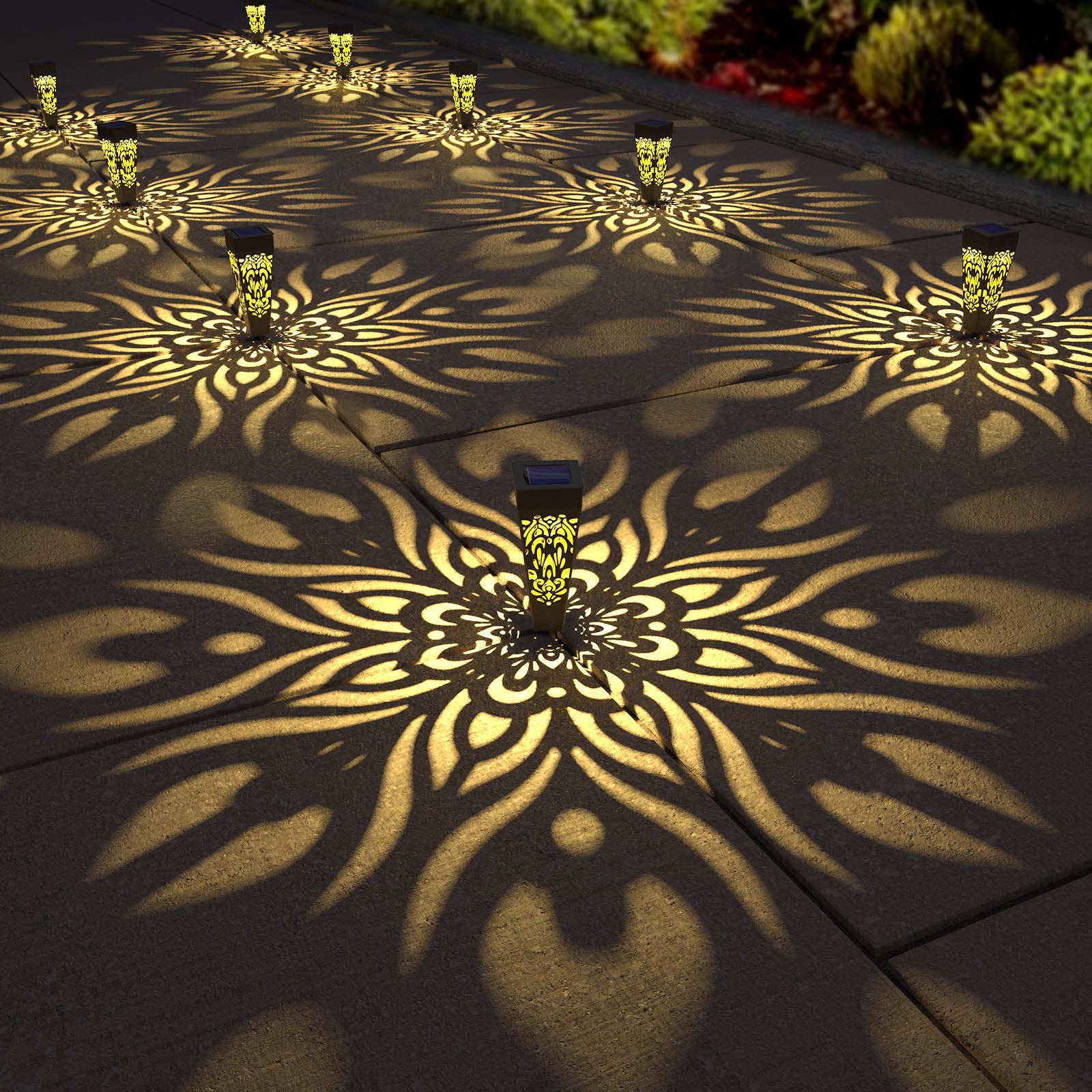 Twinkya 8 Pack Black Solar Garden Lights Outdoor - Waterproof Solar Pathway Lights for Yard, Patio, Walkway, Driveway - Energy Saving Landscape Lighting for Backyard, Sidewalk, Garden Decor (8 Pack) - Perfect for Evening Outdoor Ambiance and Safety Lighting