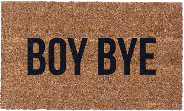 Vinyl Back Coir Doormat - 'Boy Bye' Funny Welcome Mat for Front Door, Porch, or Entryway - Durable & Non-Slip Outdoor Indoor Use