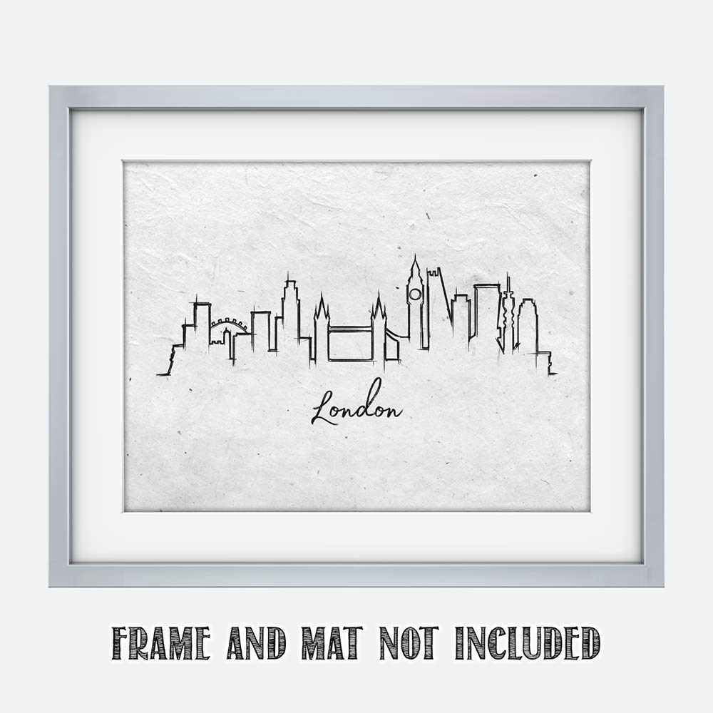 London Skyline Wall Art Print - 11x14 Unframed Black & White Line Drawing - Perfect Home & Office Decor - Unique Gift for Friends, Family, Travel Lovers & Cityscape Enthusiasts
