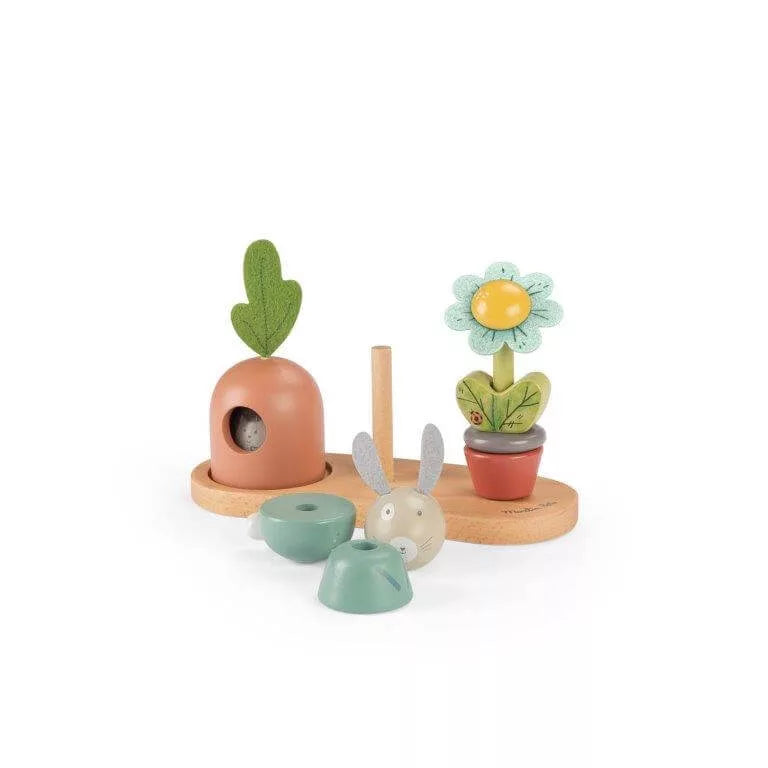 Three Little Rabbits Stacking Toy - Wooden Baby Learning Toy for Toddlers 1-3 Years - Montessori Educational Stacking Blocks for Kids - Perfect for Early Childhood Development & Playtime Fun