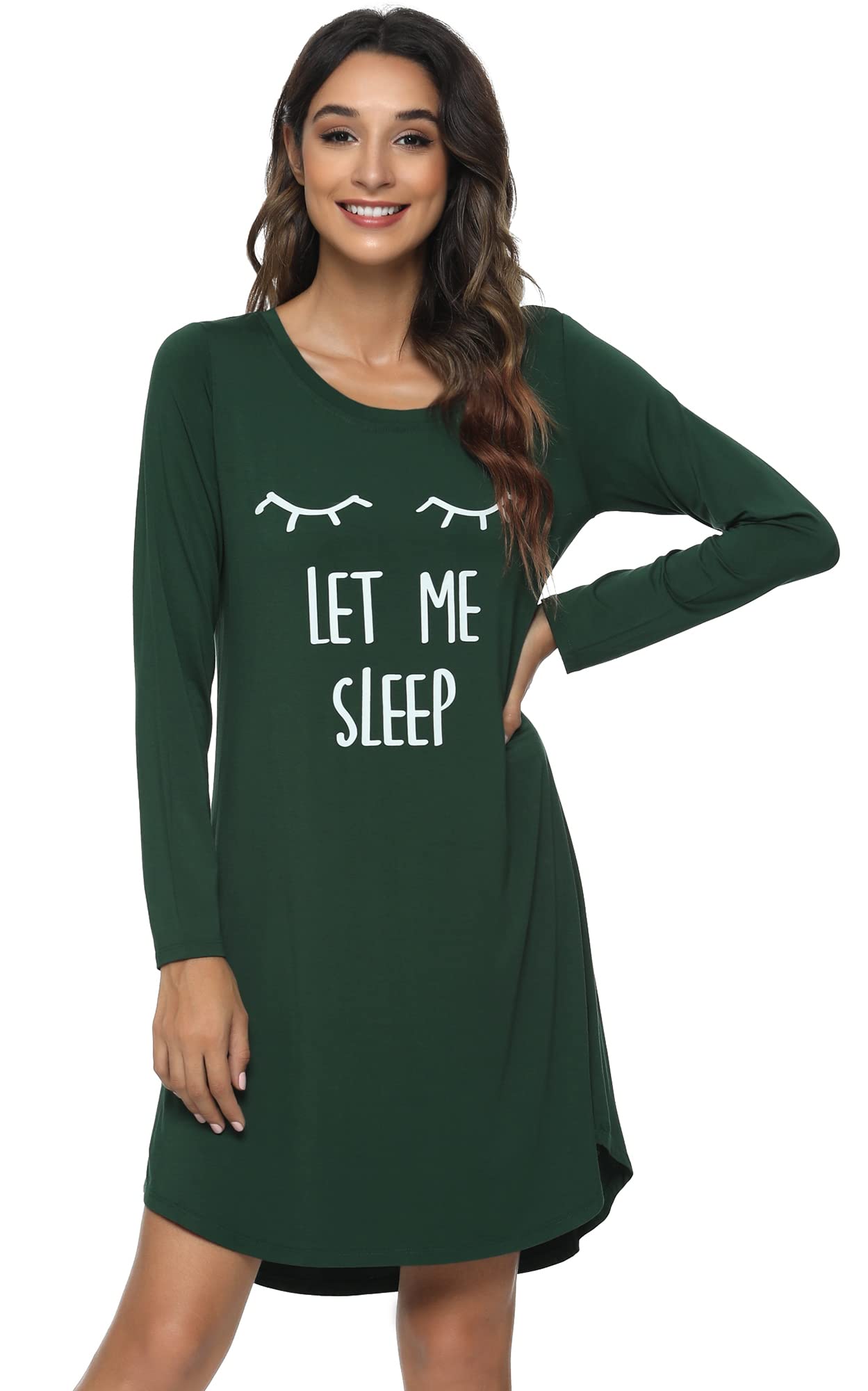 Bamboo Nightgown for Women - Soft Long Sleeve Sleep Shirt, Plus Size Sleepwear S-4X - Cozy Lounge Wear for Relaxing at Home & Comfortable Nighttime Sleep