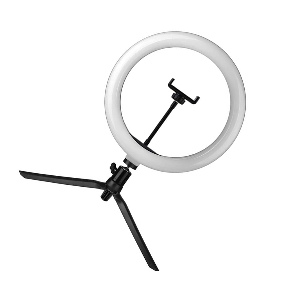 Hemobllo Desk Tripod with Ring Light - Adjustable Phone Stand & Selfie Light for iPhone, Android, Makeup, Video Calls, YouTube, TikTok (1 Set) - Perfect for Home Office, Content Creation & Live Streaming
